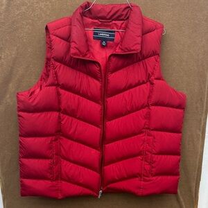 Lands' End Bright Red Quilted Down-Style Vest